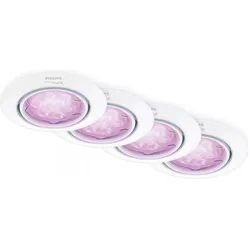 Philips, Einbauleuchte, WFB GU10 Kits WH + GU10 RGB 4CT (GU10, Metal, Plastic)