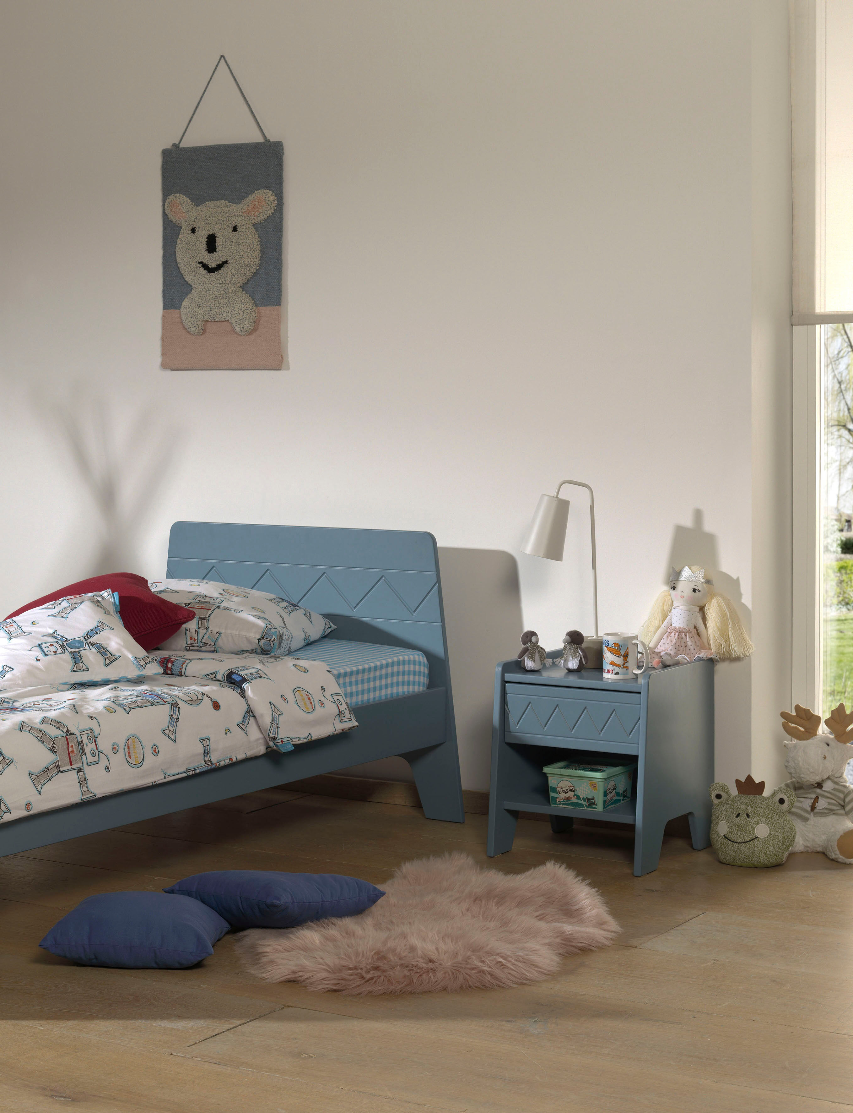 Nachtschrank VIPACK, blau (blau bird), B:40cm H:45cm T:40cm, MDF, Schränke, Nachtschrank, Nachtkonsole mit Schublade und offenem Fach, rechts/links stellbar blau bird blue bird, B/H/T: 40cm x 45cm x 40cm