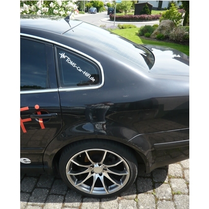 Schriftaufkleber Toms Car HiFi (Logo) schwarz inkl. .de