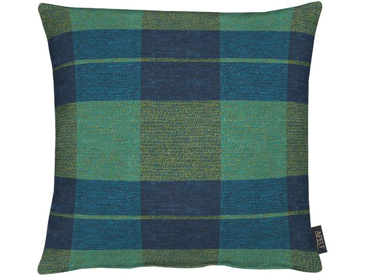 Dekokissen APELT Nebraska , blau (petrol, kariert), B:45cm L:45cm, Kunstfaser, Polyester, Wolle, Dekokissen_Sitzkissen_Kissenhüllen, Dekokissen, Kissenhülle mit Füllung, 1 Stück