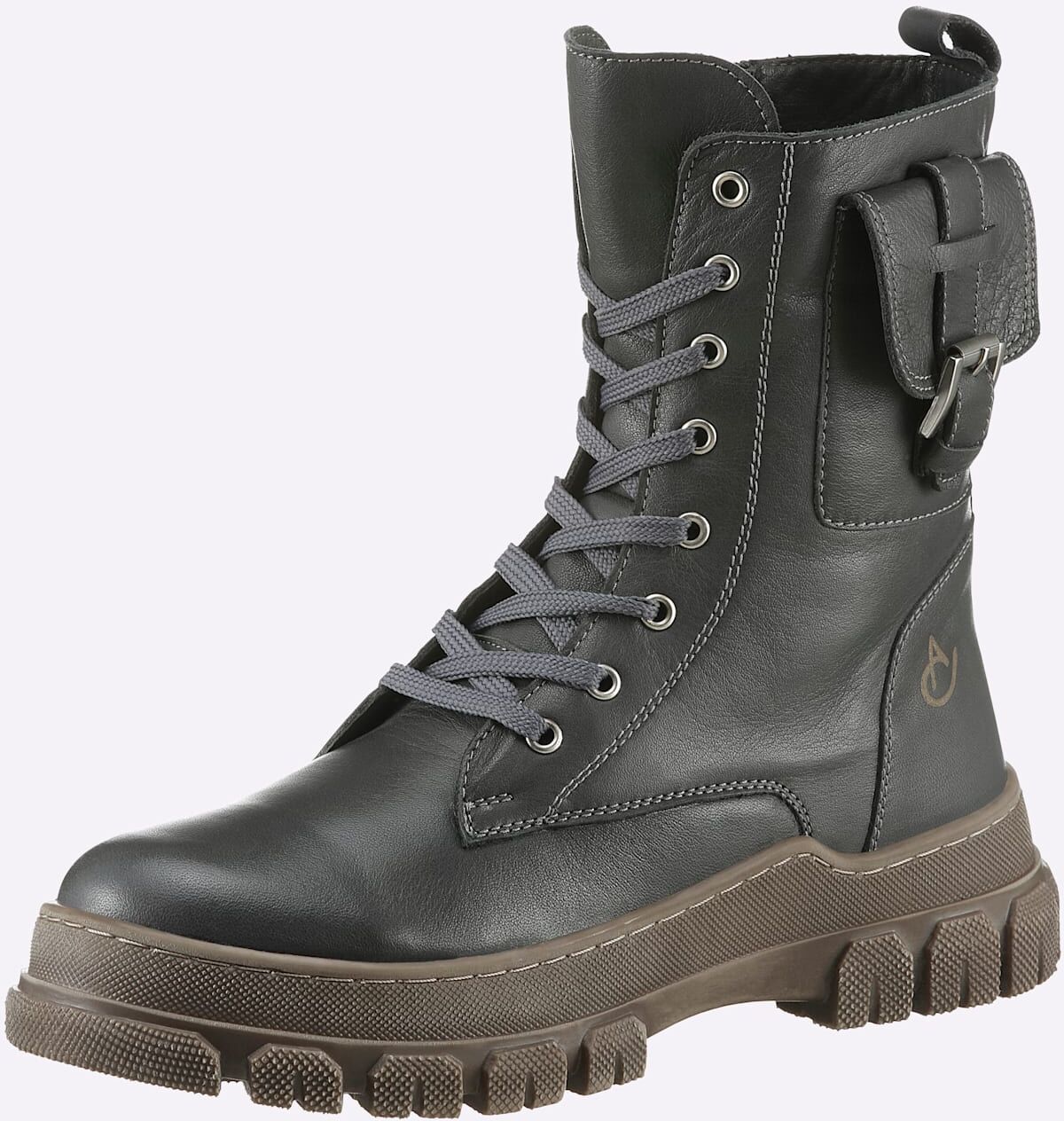 Schnürstiefelette ANDREA CONTI, Damen, Gr. 42, grau, Glattleder, Leder, Schuhe Schnürstiefelette grau 42