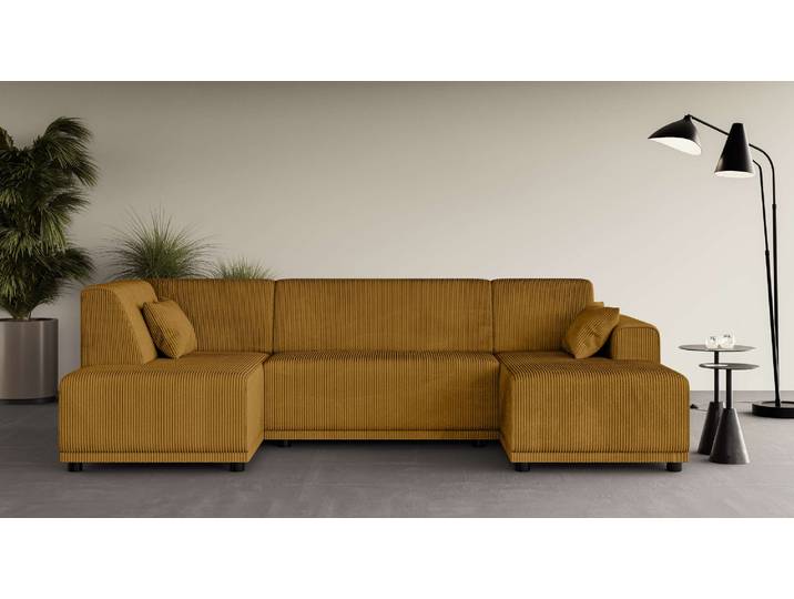 Wohnlandschaft HOME AFFAIRE TAMMO , gelb, B:296cm H:80cm T:162cm, 100% Polyester, Sofas, Wohnlandschaft, U-Form