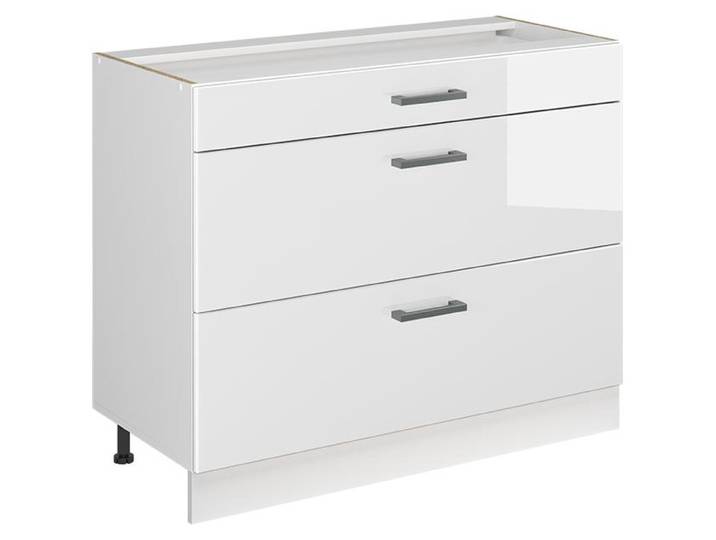 Küchenunterschrank Vicco R-Line Weiß Hochglanz/Weiß 100 cm ohne Arbeitsplatte, Model 71539