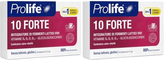 Prolife 10 Forte BIPACCO Integratore Fermenti Lattici Vivi 2x20 Capsule Vegetali