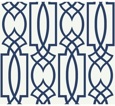 York Wallcoverings Large Lattice Blue Wallpaper