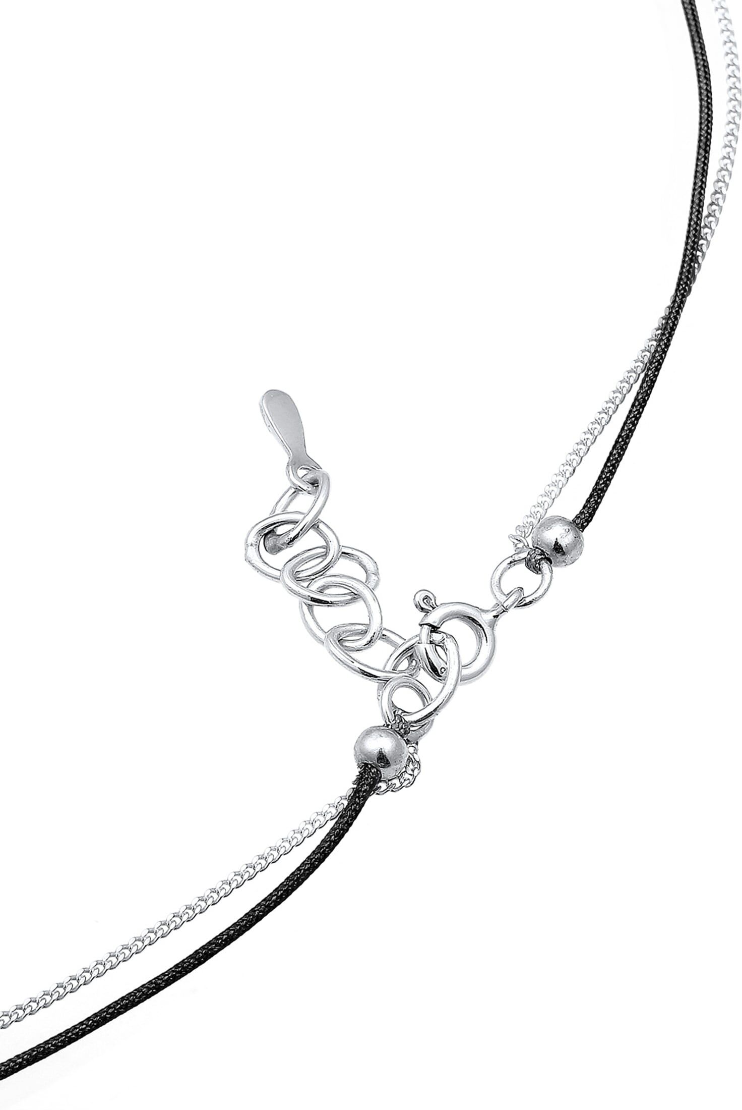Choker ELLI "Halskette Choker Layer Anhänger Dreieck 925 Sterling Silber" Gr. 36, silber, Halsketten, Damen, Silber 925 (Sterlingsilber), Choker