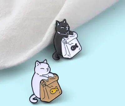 Discount Dollar Deals Cute Black White Cat Brooch Charming Cartoon Lapel Pin, Animal Jewelry Gift For Clothing And Backpack Accessories Cute Black White Cat Brooch Charming Cartoon Lapel Pin, Animal Jewelry Gift For Clothing And Backpack Accessories