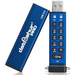 iStorage datAshur Pro (32 GB, USB-A), USB Stick, Schwarz, Blau