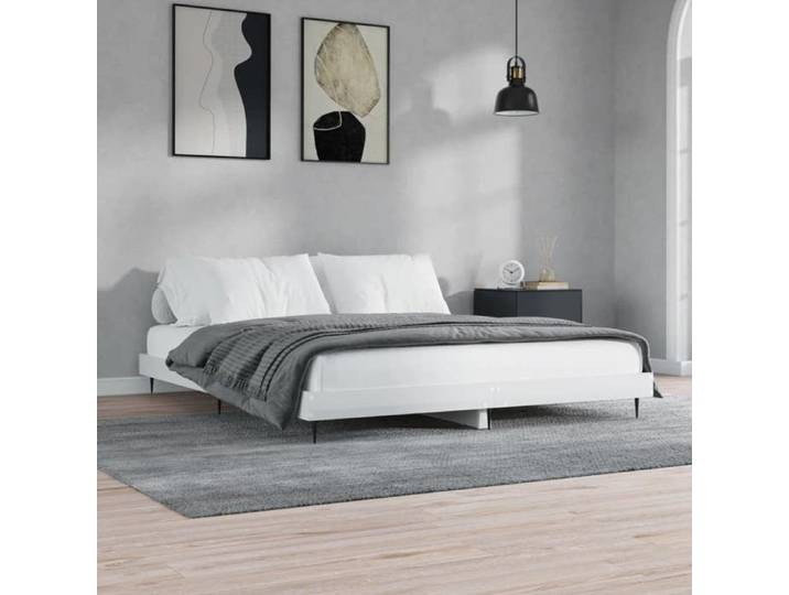 UNIQUE Lit Double de chambre LMT - Cadre de lit - sans matelas - blanc brillant 160x200 cm cozy751935