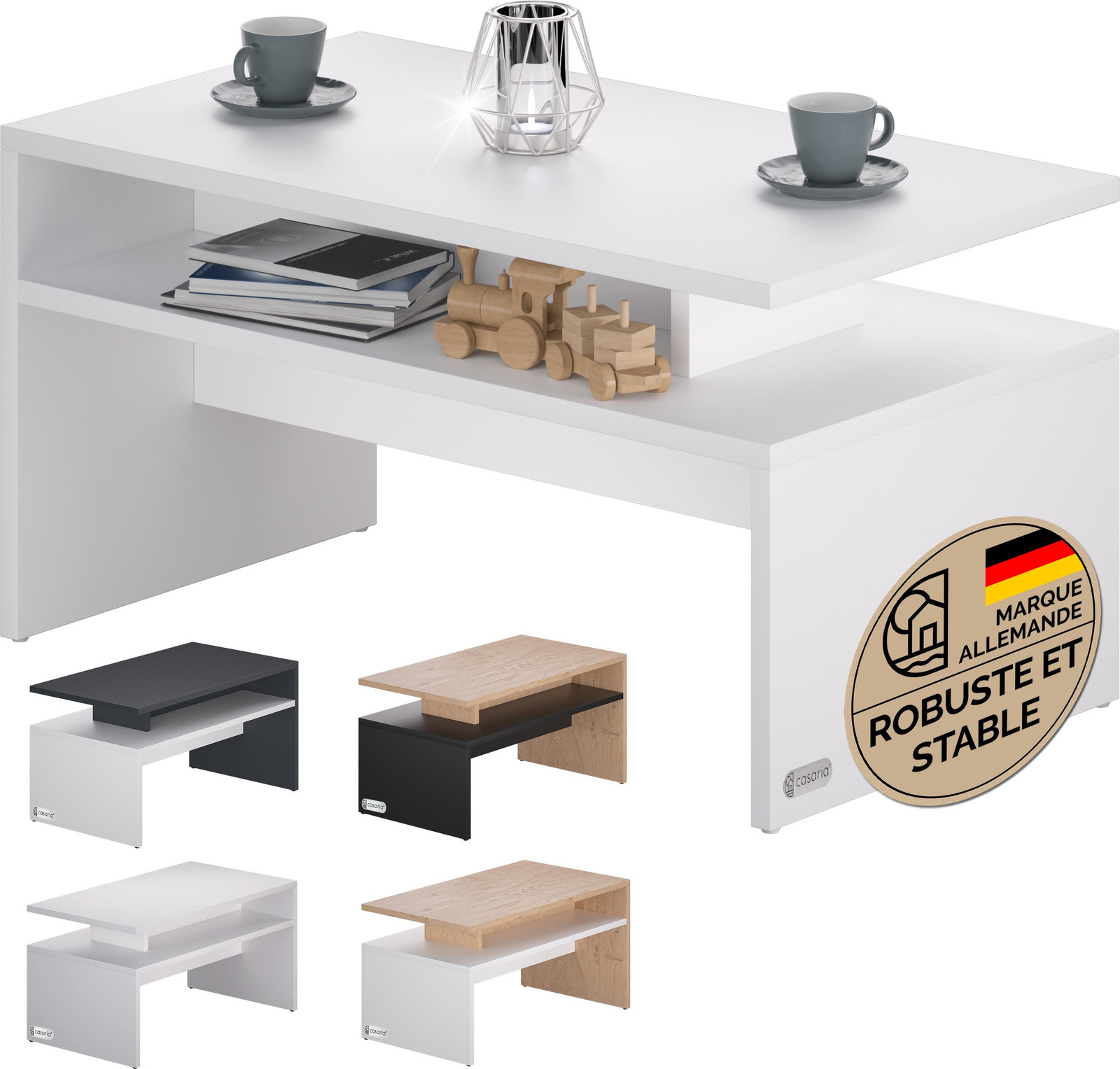 Casaria salontafel met opbergruimte, wit