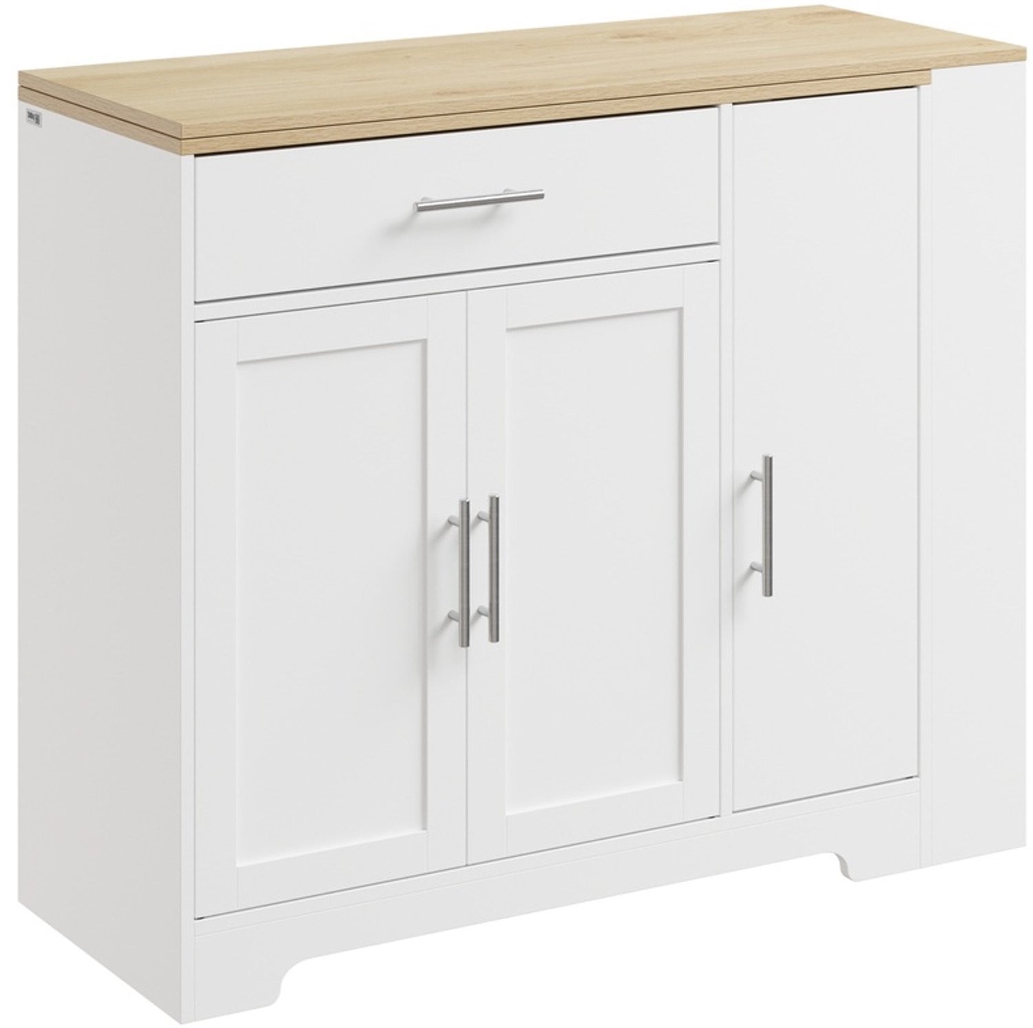SoBuy FSB110-WN Keukentrolley - Wit/Licht Eiken - B/D/H: 104 x 40 x 89 cm