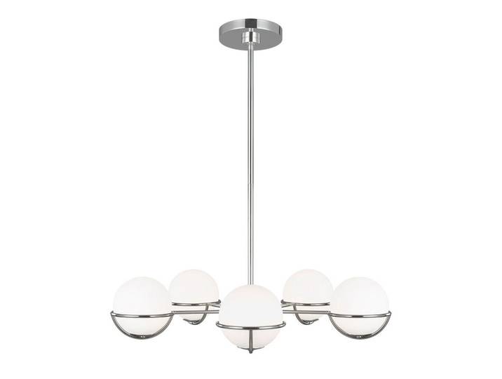 Elstead Lighting Kronleuchter Apollo, Nickelfarben, Metall, Glas, 61.1 cm, RoHS, Lampen & Leuchten, Innenbeleuchtung, Hängeleuchten, Kronleuchter