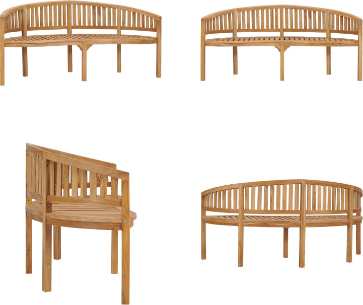 vidaXL Sitzbank in Bananen Form 180 cm Massivholz Teak - Gartenbank - Gartenbänke - Terrassenbank - Terrassenbänke