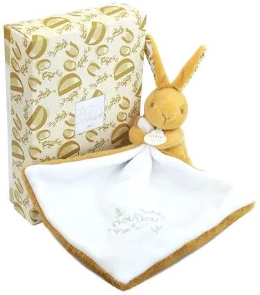 Lapin DOUDOU : Doudou Lapin mouchoir Jaune moutarde 10 cm - Doudou et compagnie