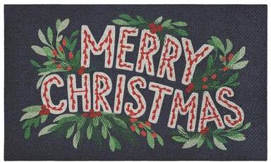 "Stupell Merry Christmas with Foliage Outdoor Door Mat, design by Heather McLaughlin, 18""x30"""