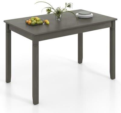 Costway 48-Inch Wooden Dining Table for 4 People Rectangular Kitchen Table with Rubber Wood Legs-Gray