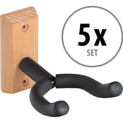 Classic Cantabile Gitarrenwandhalter Holz 5x Set