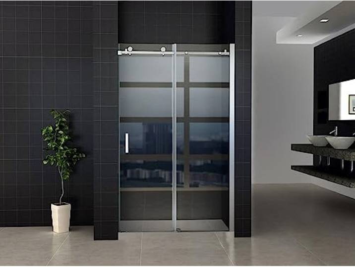 (CR-045A12) DOUCHE SCHUIFDEUR MAT ZWART PORTE DE DOUCHE COULISSANTE MAT NOIR