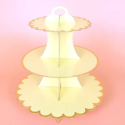 Uplifted Trends Cake Rack Stand For Afternoon Tea Weddings & Parties Elegant Display Stand For Birthday Christmas & Banquet Celebrations yellow