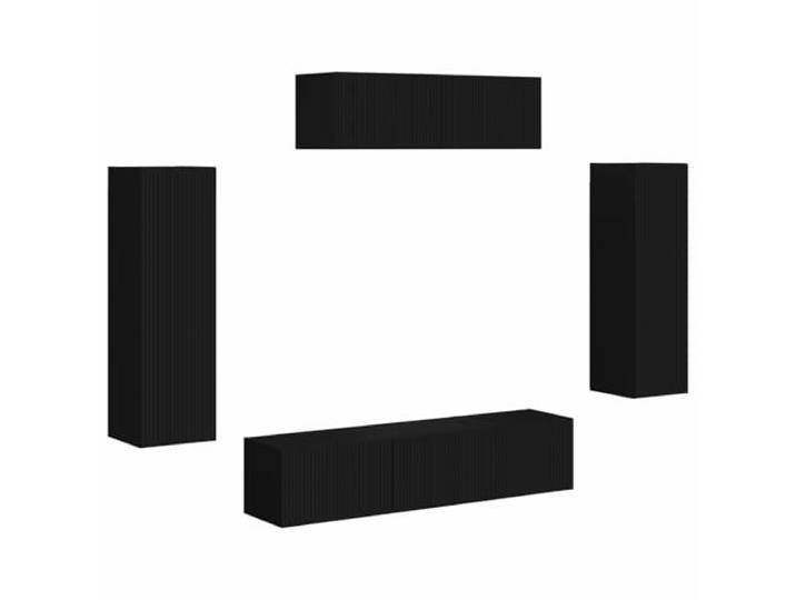 HGFDVCMR TV-Schrank Set 5-teilig Wandmontiert Hängeboard Schwarz Platzsparende schwebende TV-Wandboard Kombination für Wohnzimmer und Schlafzimmer mit geräumigen Fächern.