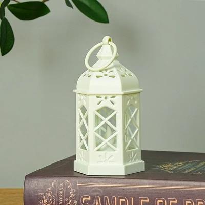 Uplift Essentials Retro Hexagonal LED Wind Lamp Candle Lantern white