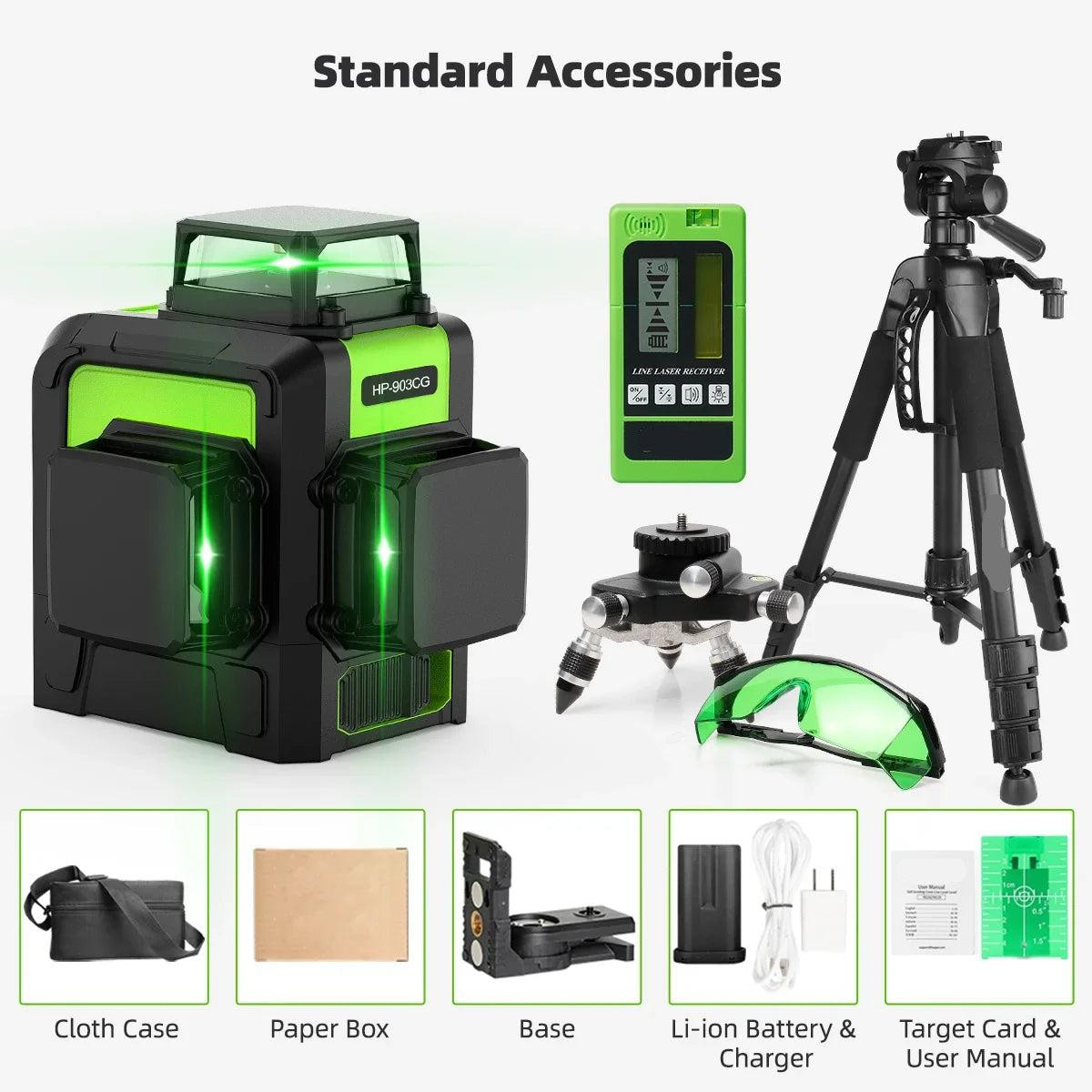 Selius Kruislijnlaser - 3D Laserwaterpas - Zelfnivellerend - Groene Laser - 360°