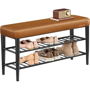 Vasagle Schuhbank EKHO, schwarz / braun, aus Metall, 2 Ebenen für 10 Paar, 100 x 50 x 30cm