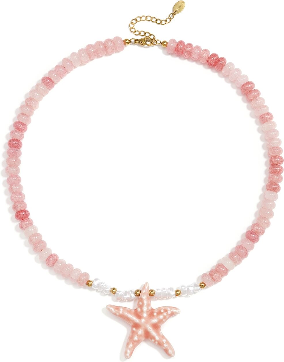 Kette mit Anhänger ADELIA´S "LIVAYA", rosa, Halsketten, Damen, Glas, Trendiger Modeschmuck mit Seestern-Anhänger