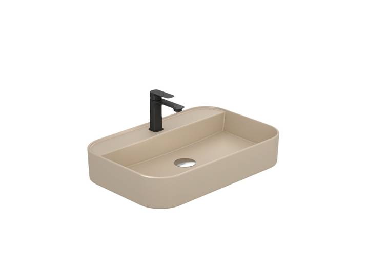 WASCHBECKEN Rechteck Abgerundete Ecken R Mattbeige 40 / 60 / 11 cm