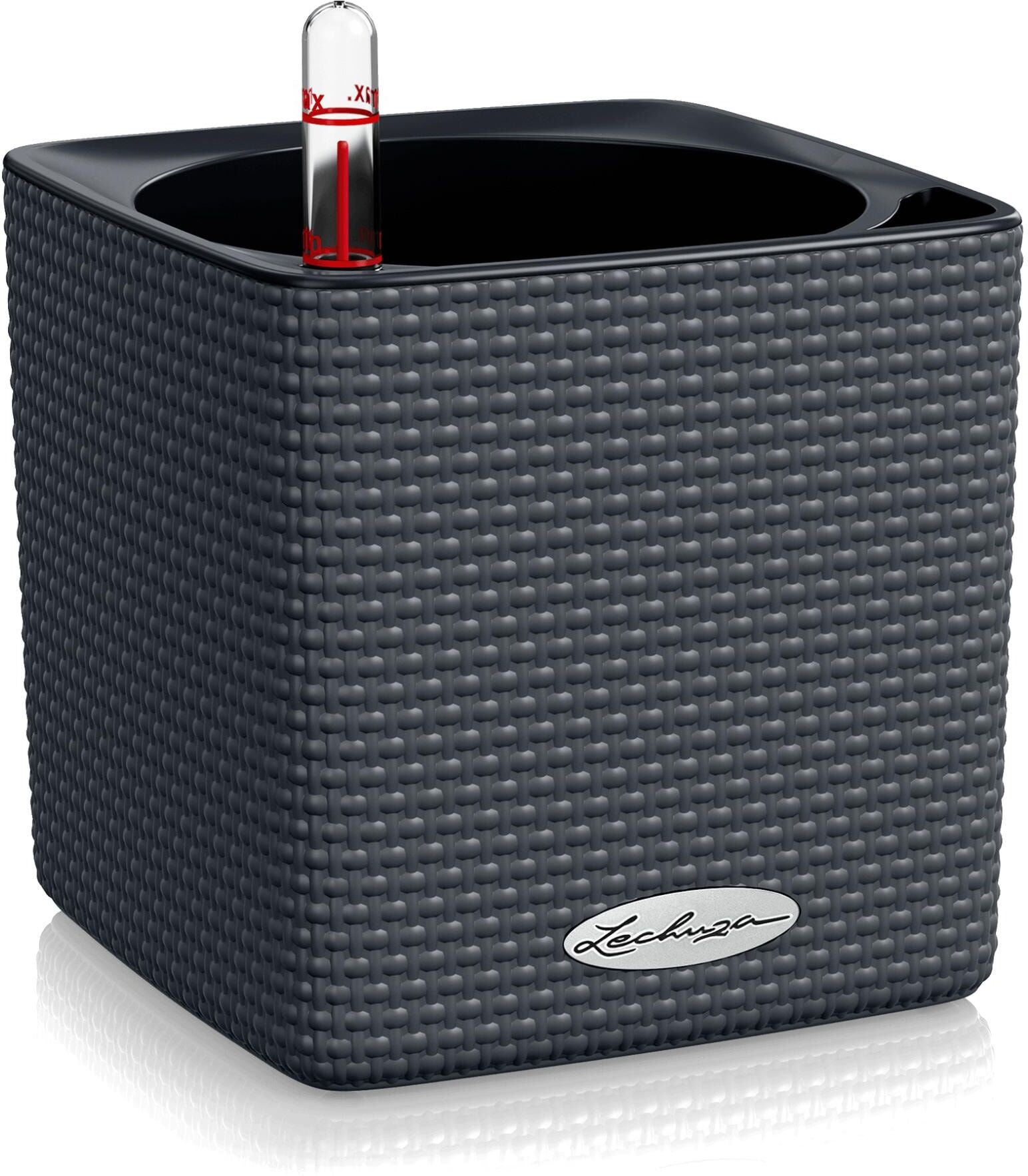 Blumentopf "Lechuza Cube Color 14 Grau", grau, B:14cm H:14cm T:14cm, Pflanzgefässe, Blumentopf grau B/H/T: 14cm x 14cm x 14cm