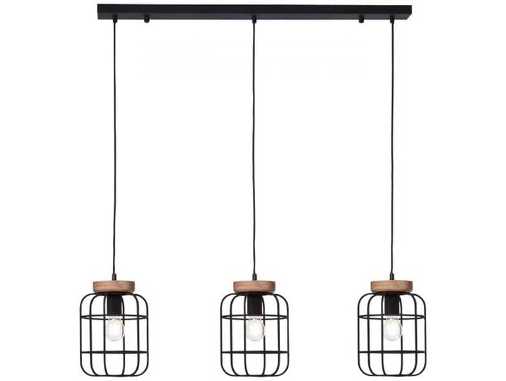 Suspension Brilliant Gwen à 3 lampes\, bois antique/corindon noir