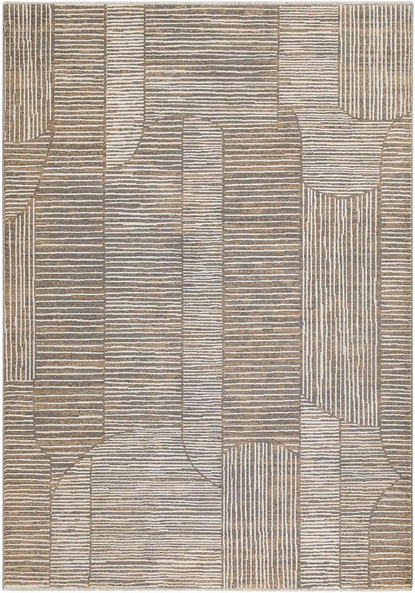 Modern Gestreept Vloerkleed Rechthoekig - Polyester - Beige Grijs