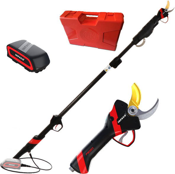 Infaco F3020 - Forbice elettrica da potatura su asta - 36V 3Ah - 227 cm - Diametro di taglio 40mm