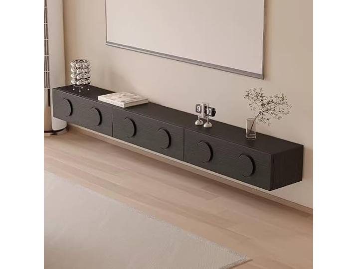 Schwimmender TV-Ständer, schwebende Medienkonsole, wandmontierter Fernseher Regal mit Schubladen for Zuhause, Wohnzimmer, Büro lowboard
