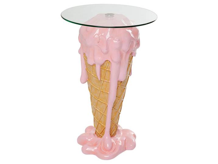 Kare-Design Beistelltisch, Braun, Hellrosa, Beige, Kunststoff, Glas, Eis, rund, konisch, 48x72x48 cm, Wohnzimmer, Wohnzimmertische, Beistelltische, Beistelltisch Glas