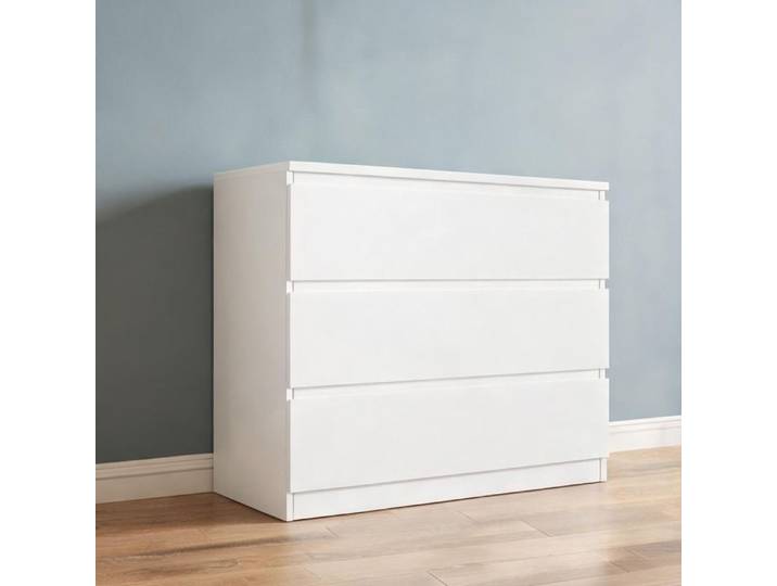 Commode 3 tiroirs blanc brillant 80x39x73 cm panneau de particules design mince - Blanc Panneau de particules 80 x 39 x 73 cm