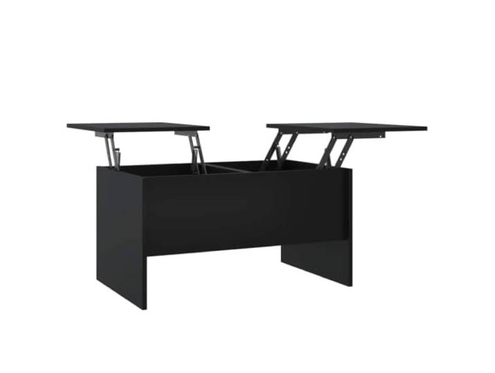 Todiikf Couchtisch Schwarz 80x50x42,5 cm aus Holzwerkstoff Höhenverstellbarer Wohnzimmertisch mit 2 versteckten Fächern für Ordnung und Stauraum im modernen Design.