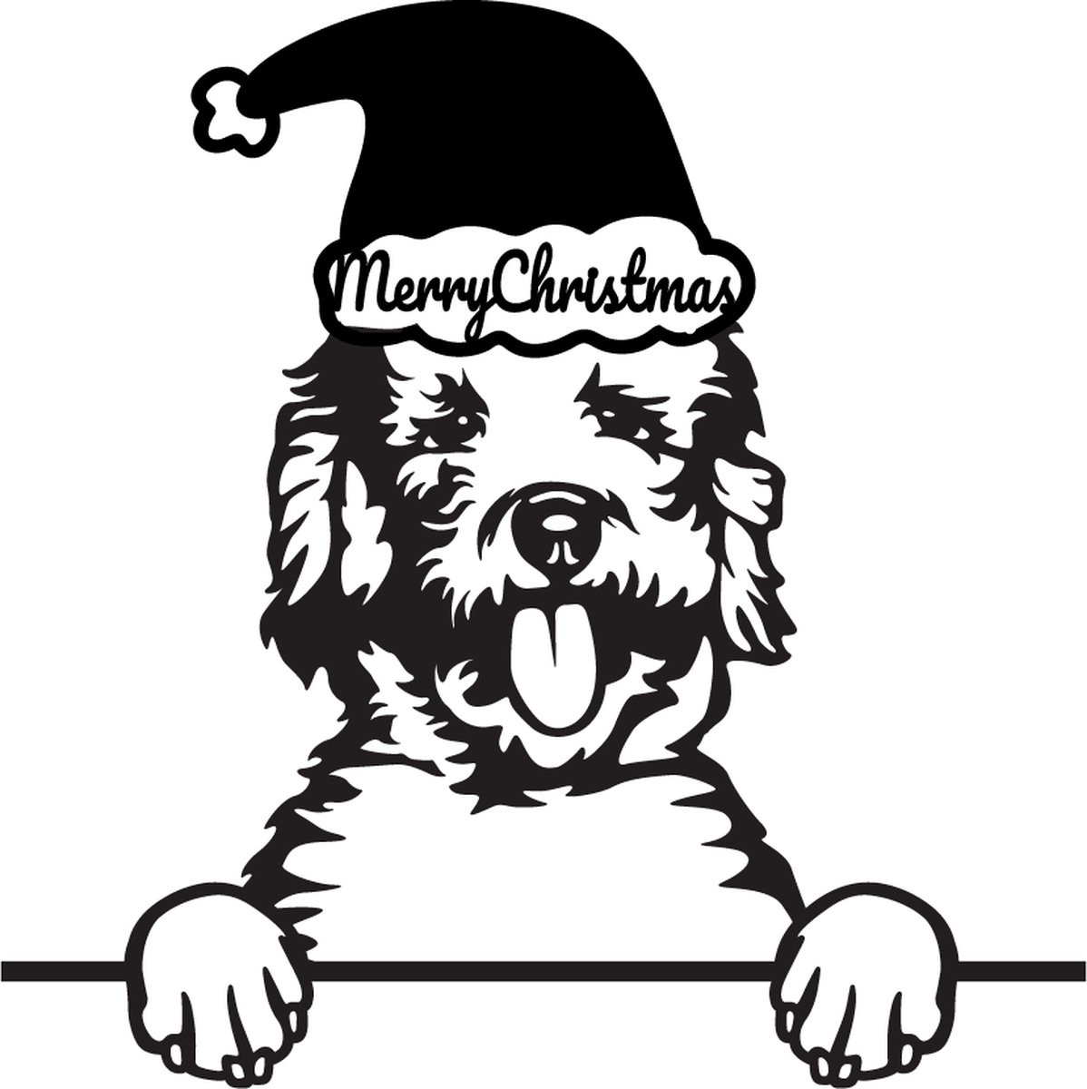Hond decoratie Vrolijk Kerstfeest voor deur of muur met personaliseerbaar hondenras