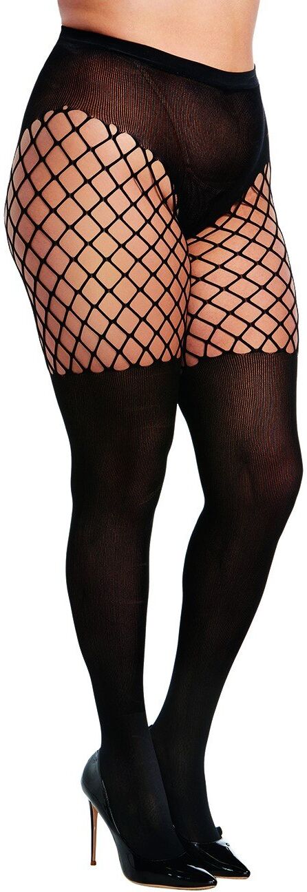Dreamgirl Collant grande taille style porte jarretelles - DG0367XBLK
