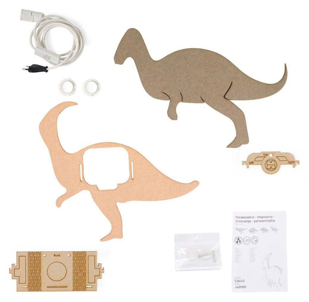Lobbes Dino Wandlamp Parasaurolophus houten wandlamp voor de kinderkamer