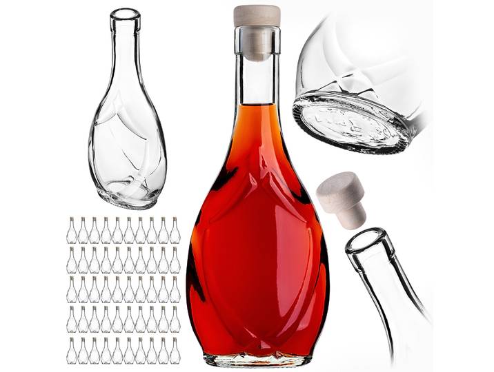 KADAX Bouteille de teinture en verre de 250 ml avec liège synthétique 50 pièces