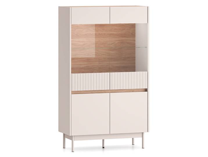Vitrine mit vier Türen Dunea, verglast mit Beleuchtung, 92 cm,
