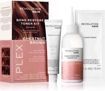 Revolution Haircare Plex Bond Restore Kit conjunto para enfatização de cor de cabelo tom Chestnut Brown 1 un.. Plex Bond Restore Kit