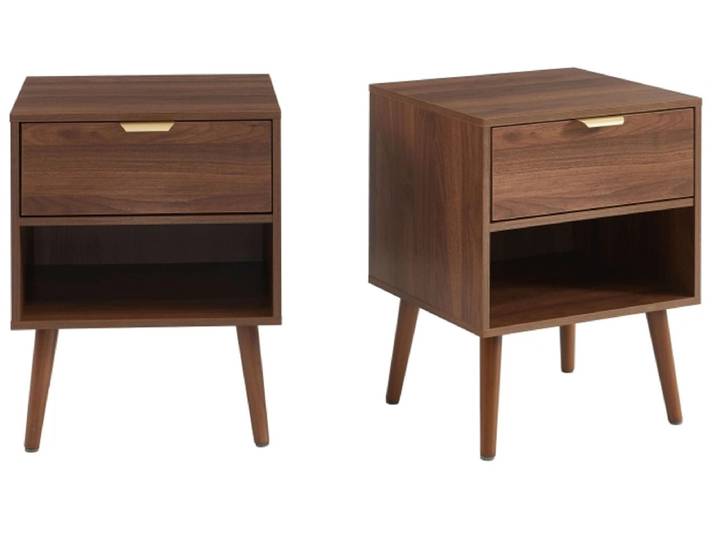 2 Nachttische-Set BAÏTA JEANNE 1 Schublade 40x34x50cm nussbaum dekor