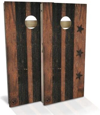 Skip's Garage Washington DC Flag Rustic Outdoor Cornhole Board Set
