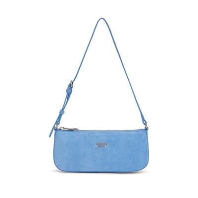 Schultertasche TOMMY JEANS "TJW MUST SUEDE SHOULDER BAG", Damen, Gr. B/H/T: 23,5cm x 10,5cm x 5cm, blau, Leder, Lederimitat, Taschen Schultertasche, Damen Umhängetasche, Handtasche, Mini Bag mit TH-Logo