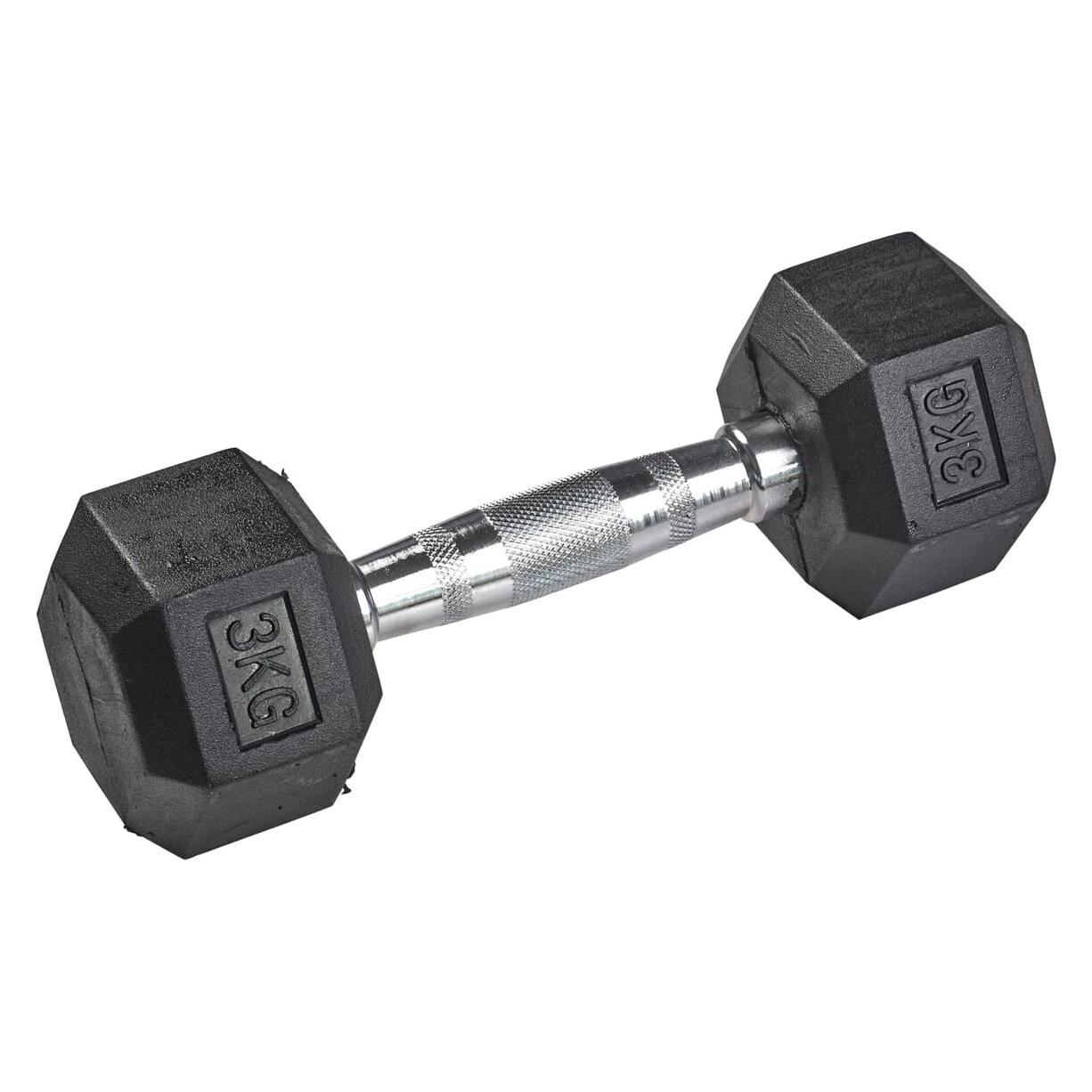 Tanga Sports Gummi-Kurzhantel HEX (1 x 3 kg) (OK1013 / F-1647)