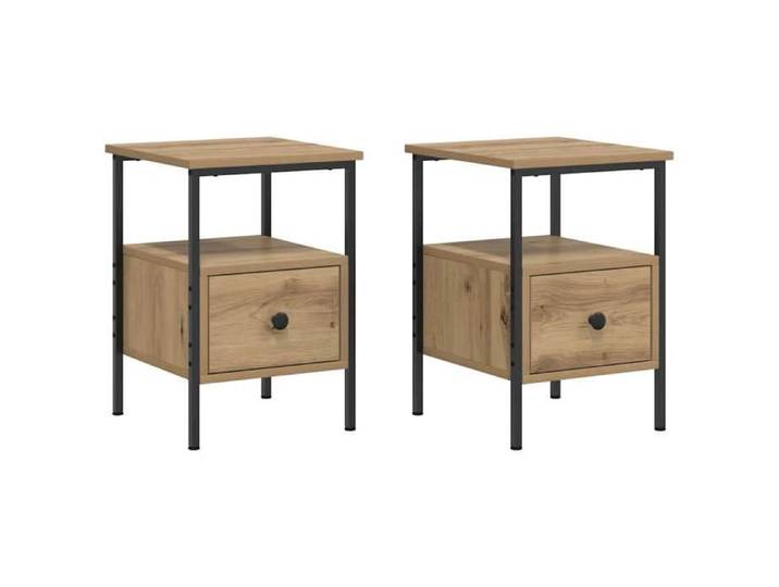 CHEZ JILI* Lot de 2 Tables de chevet - RUIGOU - Petite table de chambre chêne artisanal bois d'ingénierie Août504376