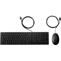 HP Wired Desktop 320MK Mouse and (Eng. Int., Kabelgebunden), Tastatur, Schwarz