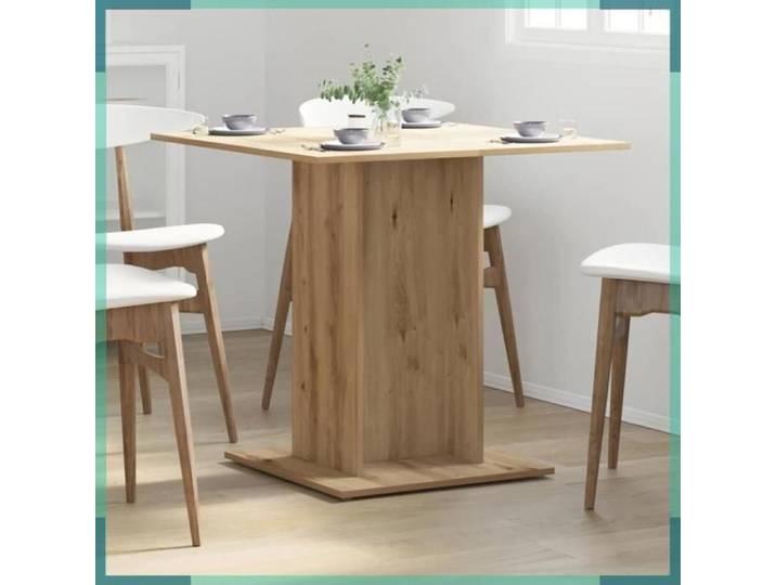 Table à manger - 855811 - Chêne artisanal - Bois d'ingénierie - Carré 80x80x75 cm